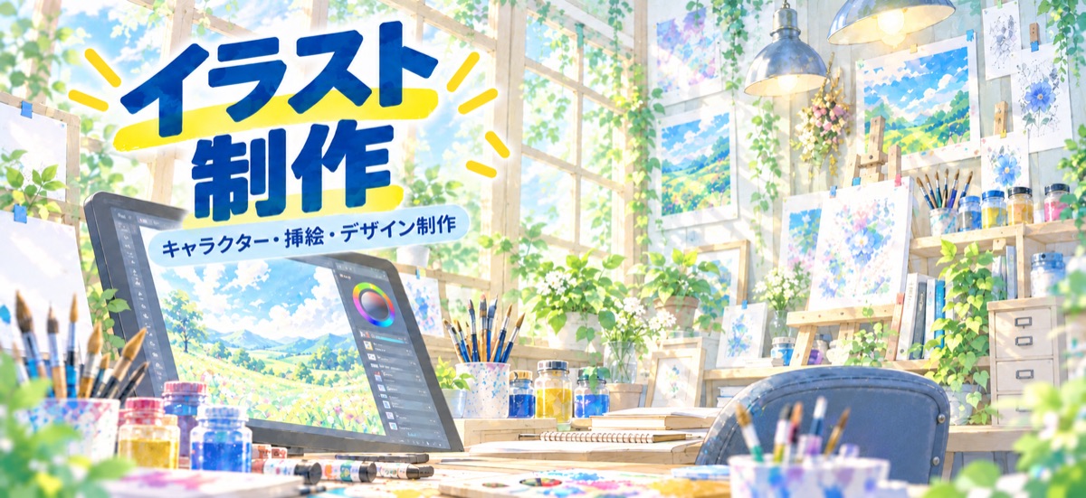 AIを使って制作した「イラスト制作」のバナー